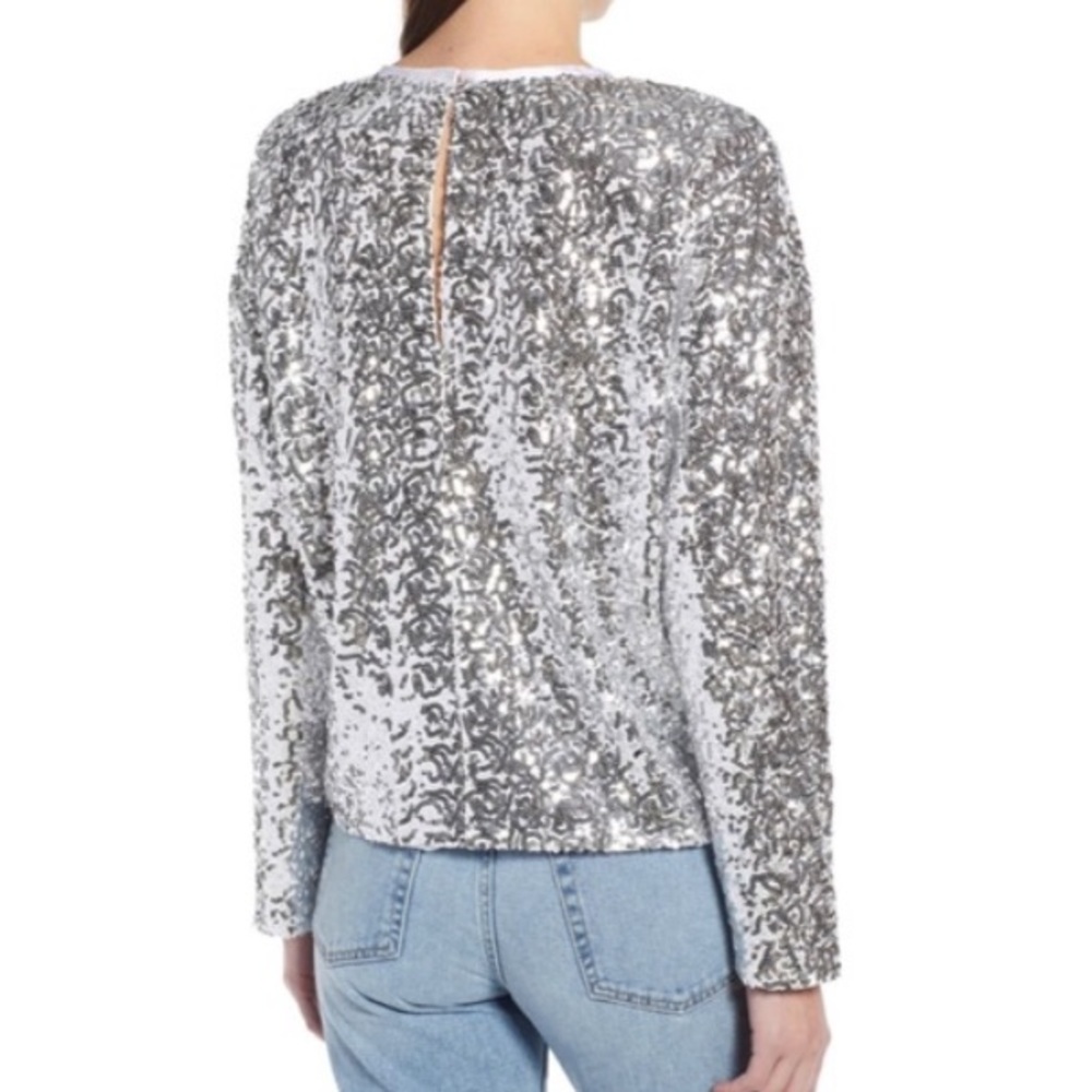 Nwot Something Navy Silver Sequin Sweatshirt 0354 - image 2